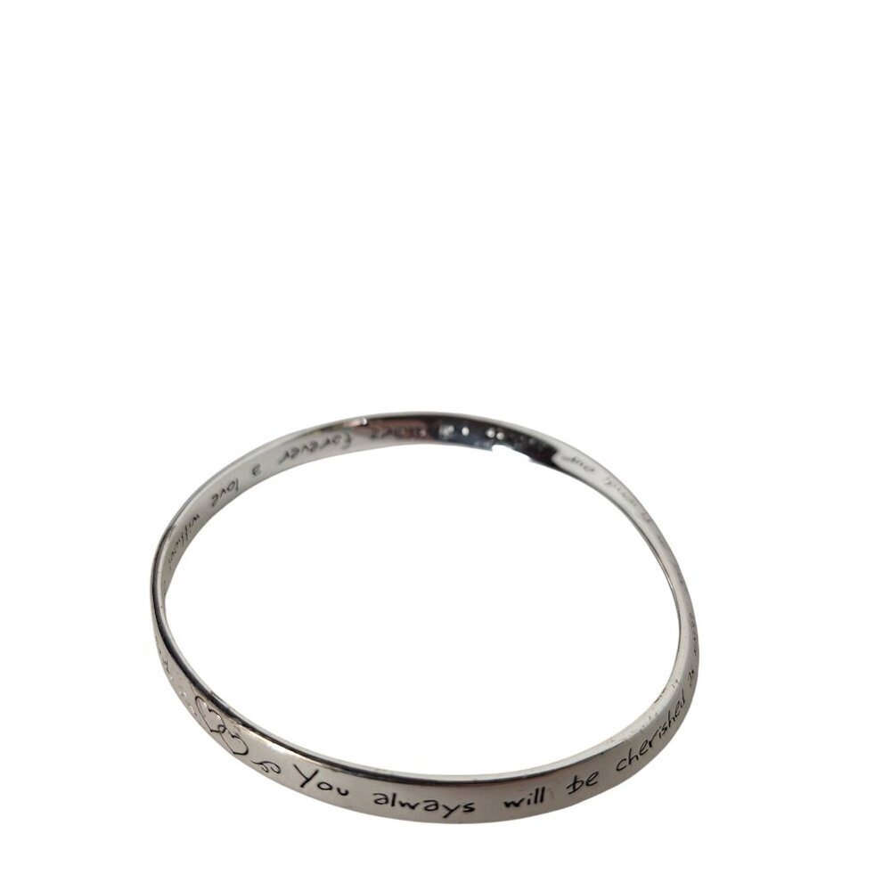 Minimalist Silver Tone Bangle Bracelet Engraved Sister Friend Quote Keepsake Gif
